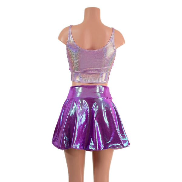 Double Slit Flip Skirt and Laceup Crop Tank Set - 2