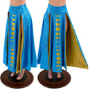 Double Split Skirt with Moon Phases in Turquoise and Gold Kaleidoscope - Coquetry Clothing