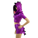 Dragon Hooded Crop Top and High Waist Shorts with Mini Dragon Tail Ruffle Rump - 3