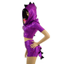Dragon Hooded Crop Top and High Waist Shorts with Mini Dragon Tail Ruffle Rump - Coquetry Clothing