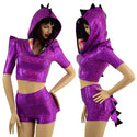 Dragon Hooded Crop Top and High Waist Shorts with Mini Dragon Tail Ruffle Rump - 1