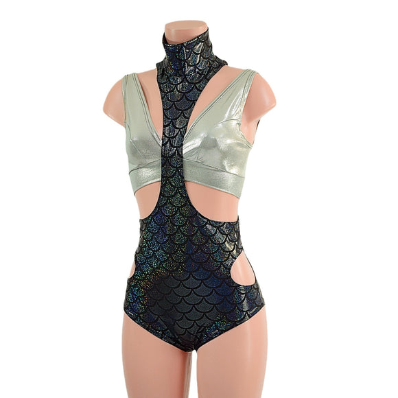 Dragon Scale UFO suit with Hipnotic Cutouts and Starlette Bralette - Coquetry Clothing