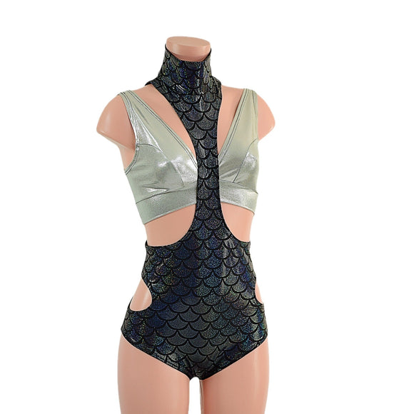 Dragon Scale UFO suit with Hipnotic Cutouts and Starlette Bralette - Coquetry Clothing