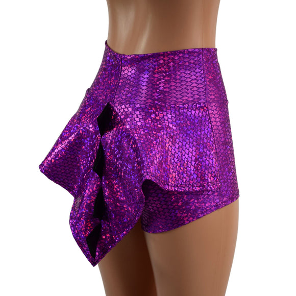 Dragon Tail Ruffle Rump High Waist Shorts - Coquetry Clothing