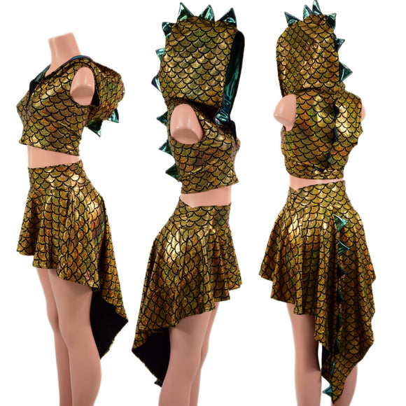 Dragon Tail Skirt & Crop Hoodie Set - Coquetry Clothing