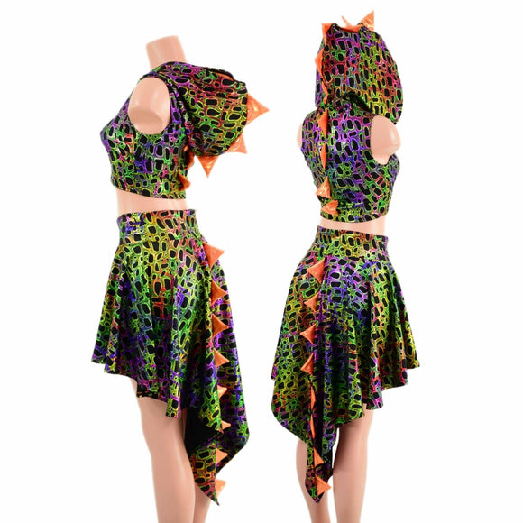Dragon Tail Skirt & Crop Hoodie Set - Coquetry Clothing