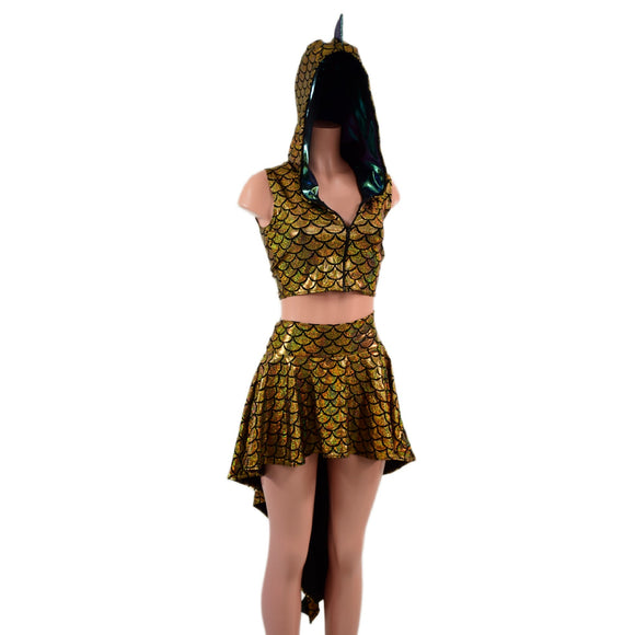 Dragon Tail Skirt & Crop Hoodie Set - Coquetry Clothing