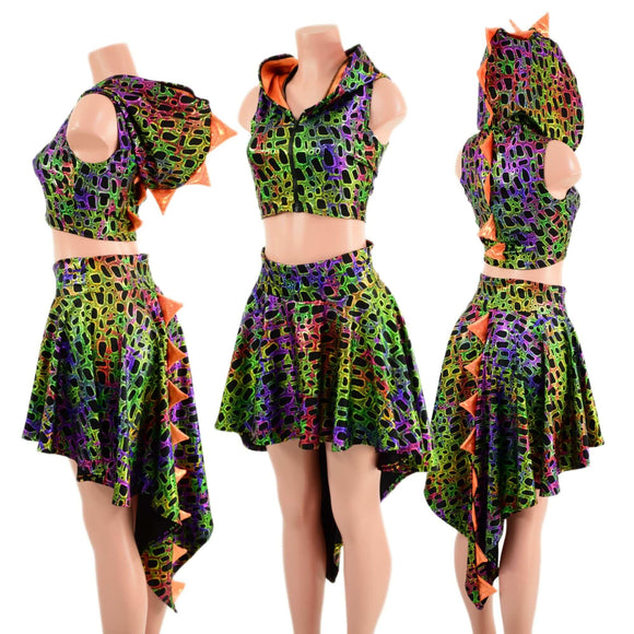 Dragon Tail Skirt & Crop Hoodie Set - Coquetry Clothing