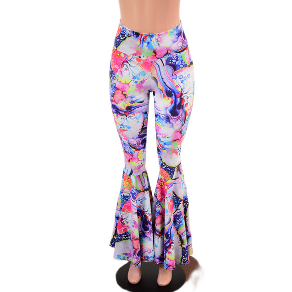 Dreamscape Print High Waist Bell Bottom Flares - Coquetry Clothing