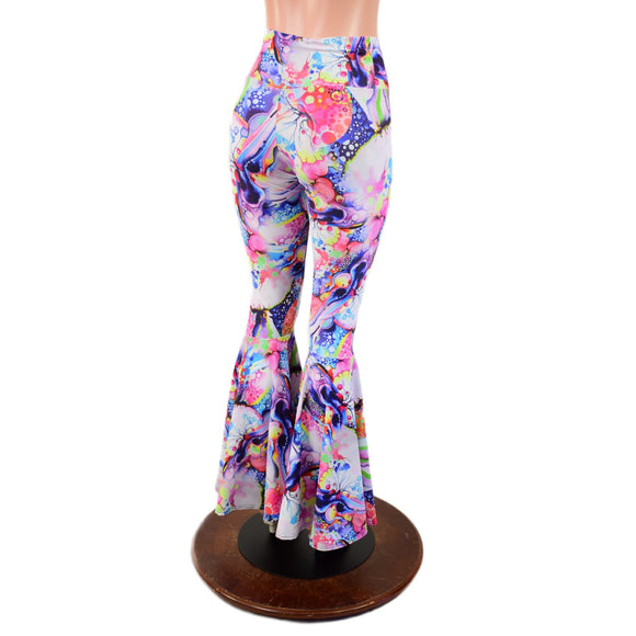 Dreamscape Print High Waist Bell Bottom Flares - Coquetry Clothing