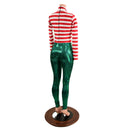 2PC Christmas Elf Zipper Back Catsuit and Tuxedo Back Belt Set - Coquetry Clothing