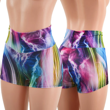 Electric Slide High Waist Shorts READY to SHIP - Coquetry Clothing