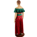 Watermelon Seeds 2PC Set with Wide Leg Pants and Off Shoulder Top - Coquetry Clothing
