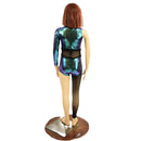 Girls Scarab Asymmetrical Catsuit with Mesh Leg, and Inset Mesh Keyhole - Coquetry Clothing