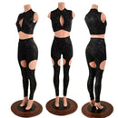 Star Noir Garter Style Leggings and Keyhole Top Set - Coquetry Clothing
