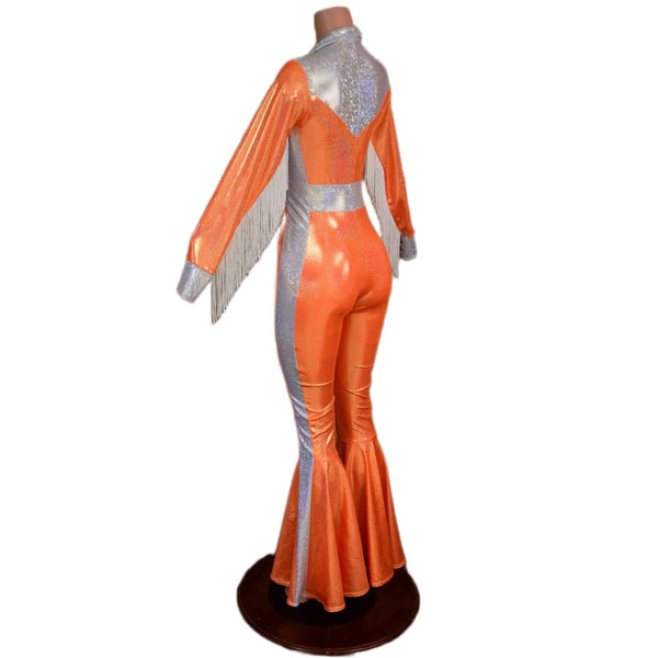 Rodeo Catsuit with Side Panels, Waistband, Fringe, Snap Cuffs and Yoke Collar - 4