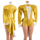 Faux Tux Romper with Tails, Tie, and Turtleneck - Coquetry Clothing