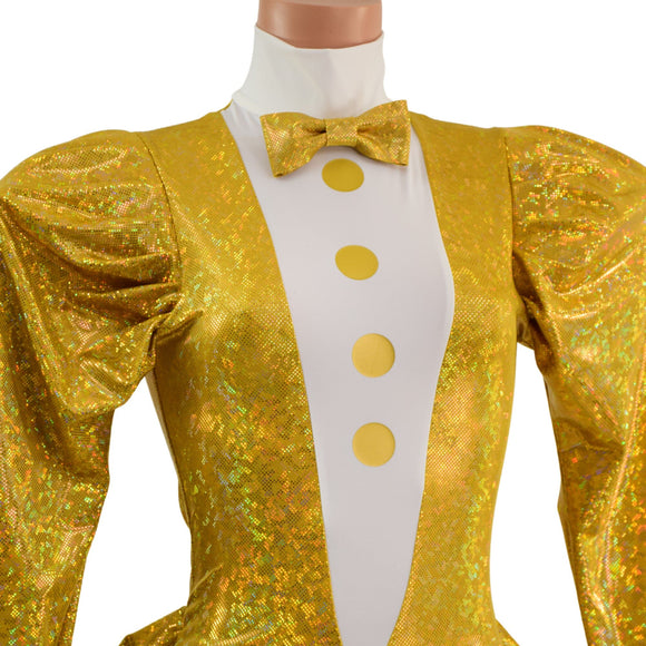 Faux Tux Romper with Tails, Tie, and Turtleneck - Coquetry Clothing