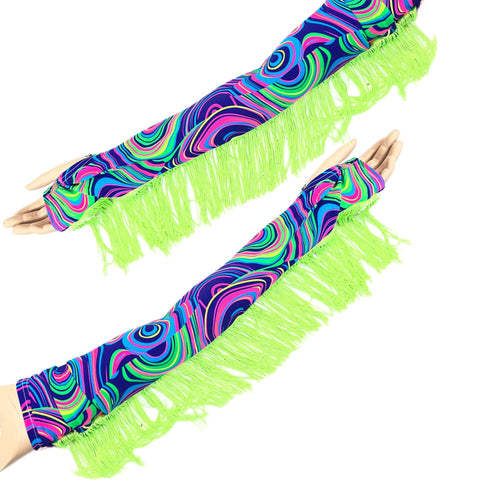 Fingerless Arm Warmer Gloves with Fringe - Coquetry Clothing