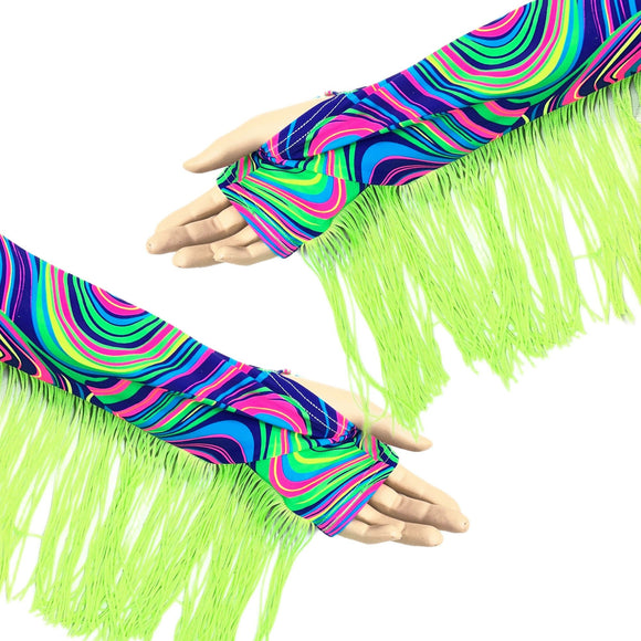 Fingerless Arm Warmer Gloves with Fringe - Coquetry Clothing
