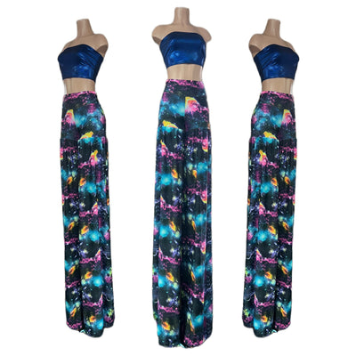 Fitted at the Hips Stilt Pants in UV Glow Galaxy - Coquetry Clothing