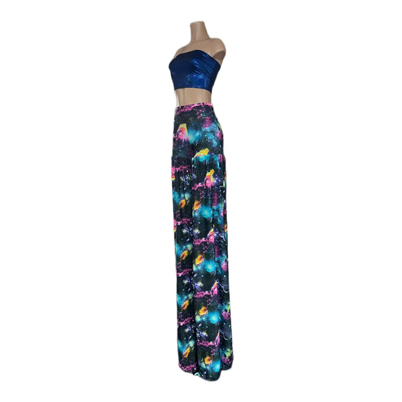 Fitted at the Hips Stilt Pants in UV Glow Galaxy - Coquetry Clothing