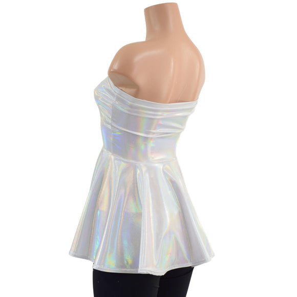 Flashbulb Holographic Laceup Peplum Top - Coquetry Clothing