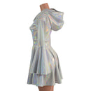 Flashbulb Holographic Trumpet Sleeve Hooded Dress with Pockets - Coquetry Clothing