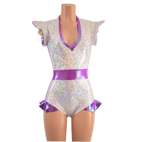 Flip Sleeve Paneled Romper - Coquetry Clothing