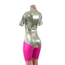 Fonda Shorts and Tee Sleeve Crop in Platinum Metallic - Coquetry Clothing