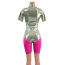 Fonda Shorts and Tee Sleeve Crop in Platinum Metallic - Coquetry Clothing