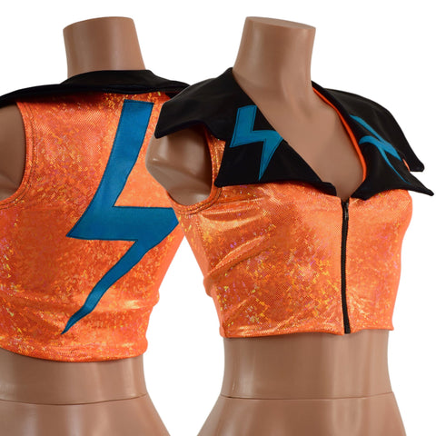 Zippered Crop Vest with Bolts and Showtime Collar - Coquetry Clothing