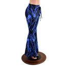 Front Lace Up High Waist Solar Flares in Neon Blue Lightning - Coquetry Clothing