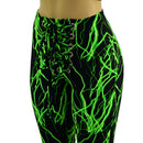 Front Lace Up High Waist Solar Flares in Neon Green Lightning - Coquetry Clothing