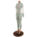 Frostbite Catsuit with White Mesh Waistband, Keyhole, and Sleeve Details - Coquetry Clothing
