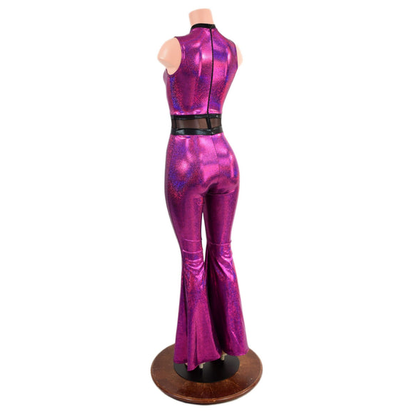 Fuchsia Solar Flare Catsuit with Keyhole Neckline - Coquetry Clothing