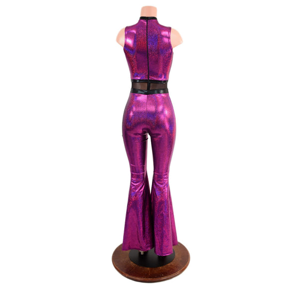 Fuchsia Solar Flare Catsuit with Keyhole Neckline - Coquetry Clothing