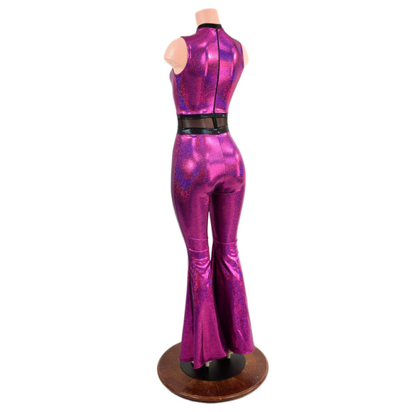 Fuchsia Solar Flare Catsuit with Keyhole Neckline - Coquetry Clothing