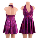 Fuchsia Sparkly Jewel Halter Skater Dress - Coquetry Clothing