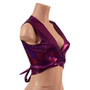 Fuchsia Sparkly Jewel Sleeveless Wrap & Tie Top - Coquetry Clothing