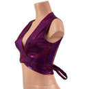 Fuchsia Sparkly Jewel Sleeveless Wrap & Tie Top - Coquetry Clothing