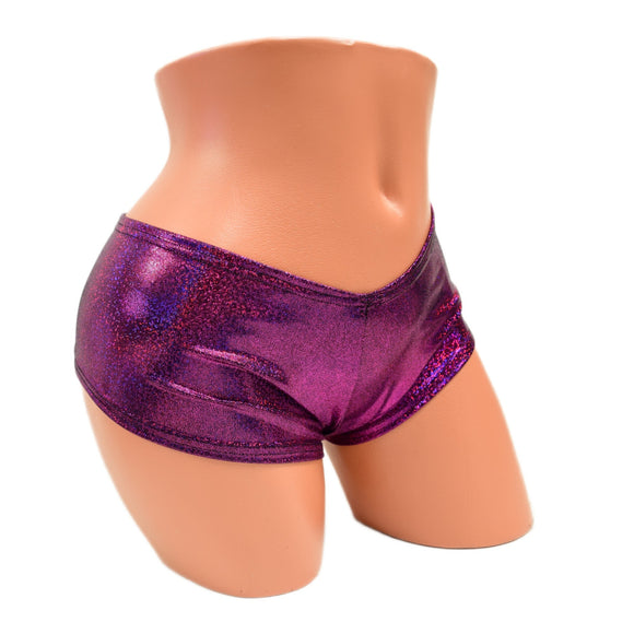 Fuchsia Sparkly Jewel Ultra Cheeky Booty Shorts - Coquetry Clothing