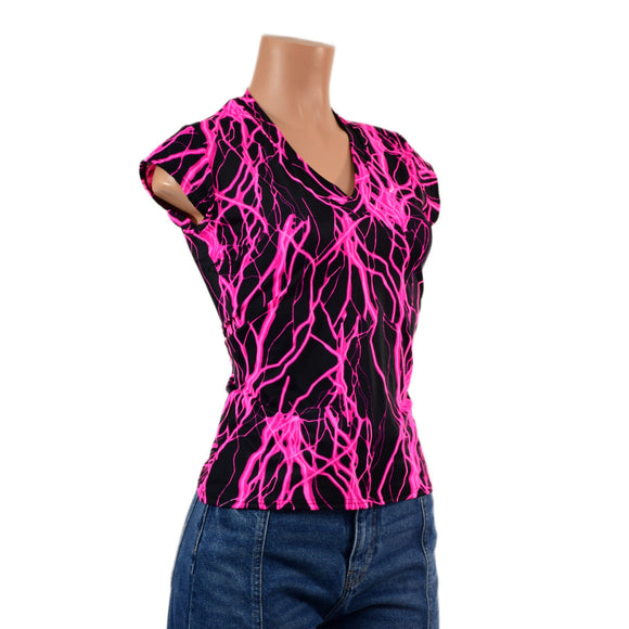 Full Length Top in Neon Pink Lightning - Coquetry Clothing