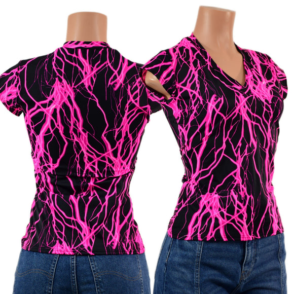 Full Length Top in Neon Pink Lightning - Coquetry Clothing