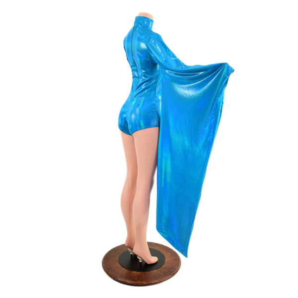 Futuristic Peacock Holographic Kimono Sleeve Romper - 4