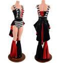 Diamond, Red and Black Harlequin Color Blocked and 5PC Romper Set - 6