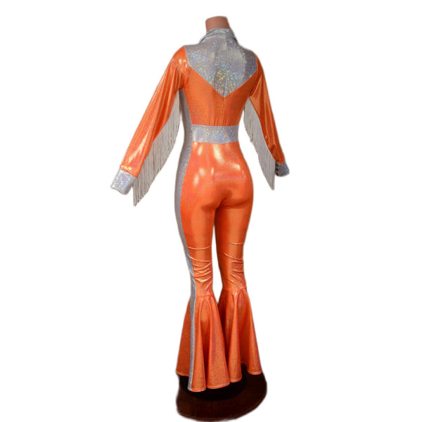 Rodeo Catsuit with Side Panels, Waistband, Fringe, Snap Cuffs and Yoke Collar - 3