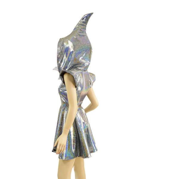 Silver Holographic Sexy Shark Skater Dress - 4