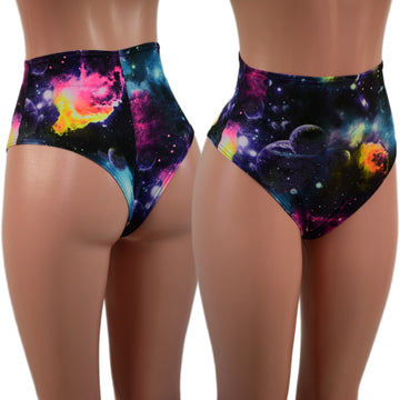 Galaxy High Waist Siren Shorts with Brazilian Cut Leg - Coquetry Clothing