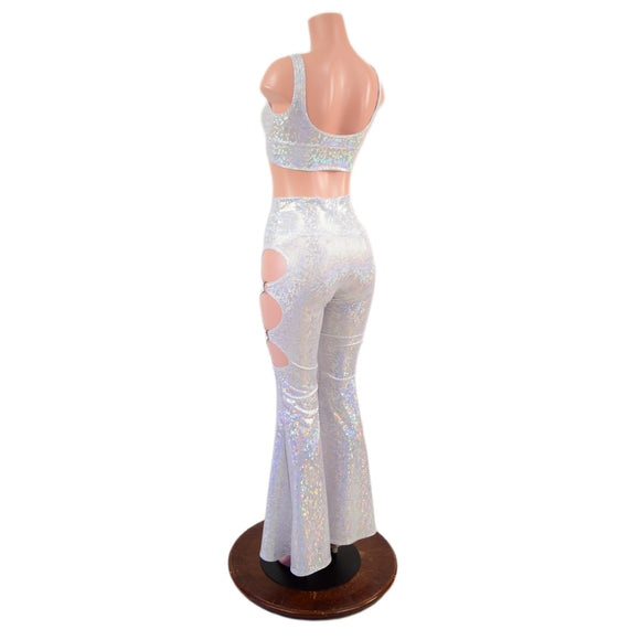 High Waist Solar Flares with Triple Cutouts and O-rings and Matching Starlette Bralette Set